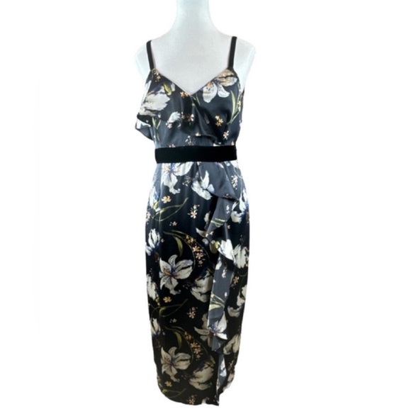 CINQ A SEPT Sleeveless Leena Floral Midi Dress, 100% Silk, Size 4. - Picture 4 of 11